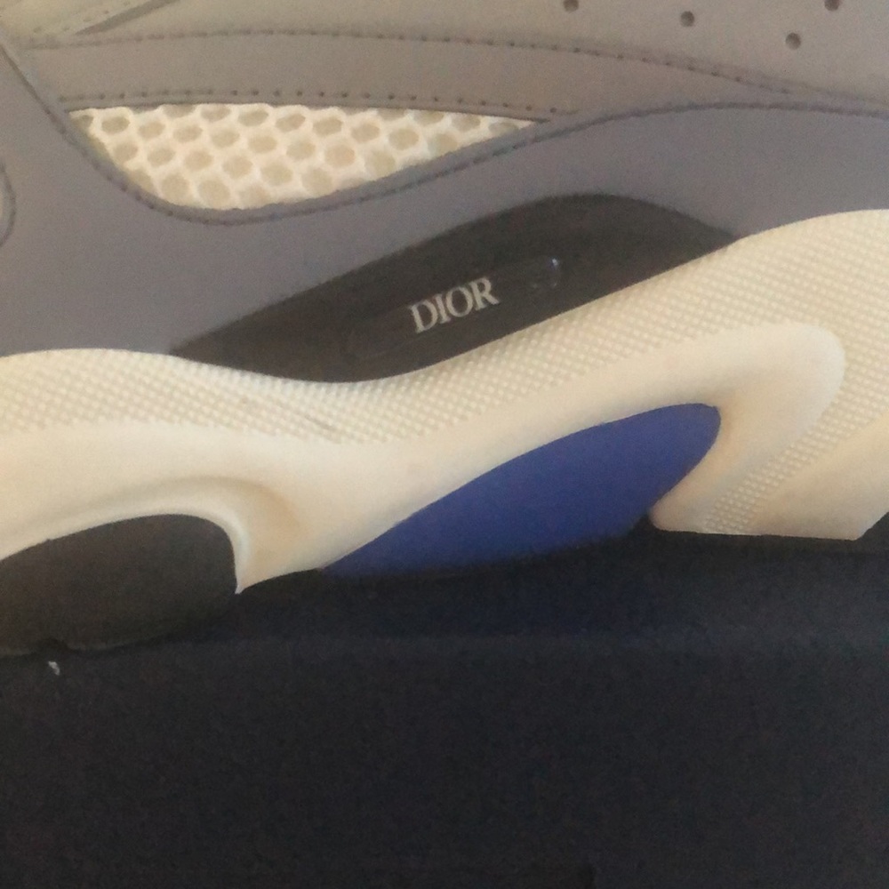 Dior B22 Sneaker White and Blue Technical Mesh and Gray Calfskin - Picture 9 of 16